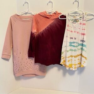 Old Navy Girls Heart Dress/ Tie Dye Hoodie/ Tank Top 3 Piece Bundle Size XS (5)